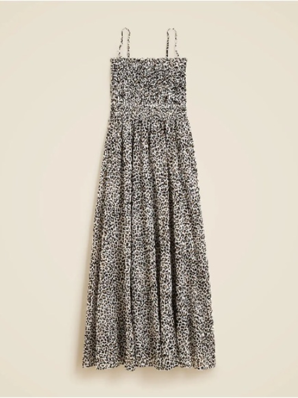 J. Crew Leopard Print Dress - Black, Brown & Cream Removable Spaghetti-Straps